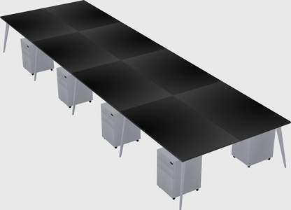Shared rectangular office desk system
