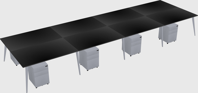 Shared rectangular office desk system