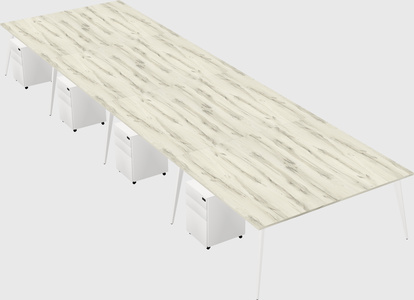 Shared rectangular office desk system