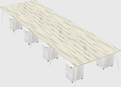 Shared rectangular office desk system