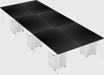 Shared rectangular office desk system