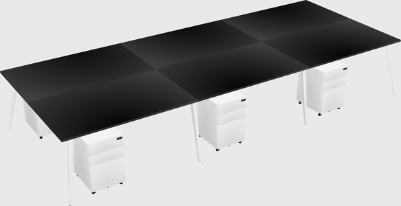 Shared rectangular office desk system