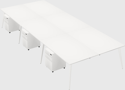 Shared rectangular office desk system