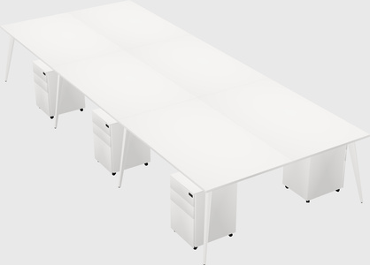 Shared rectangular office desk system