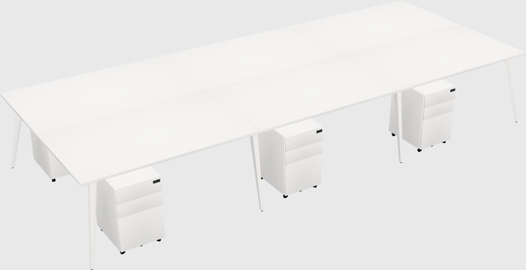 Shared rectangular office desk system