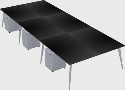 Shared rectangular office desk system