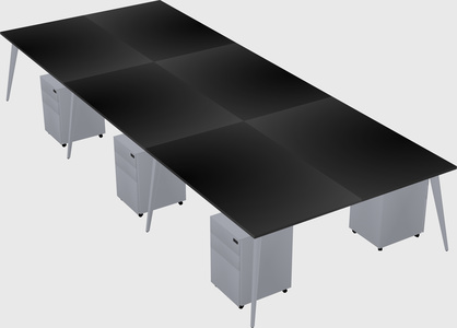 Shared rectangular office desk system