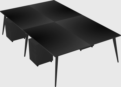 Shared rectangular office desk system