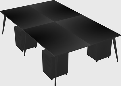 Shared rectangular office desk system