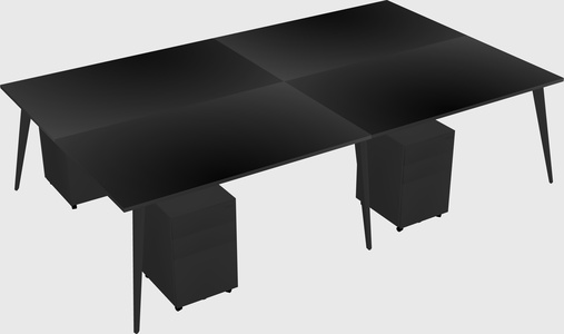 Shared rectangular office desk system