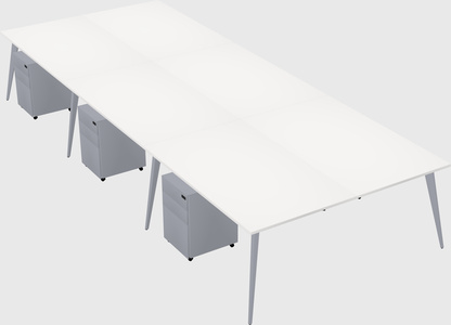 Shared rectangular office desk system