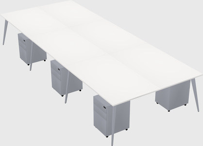 Shared rectangular office desk system