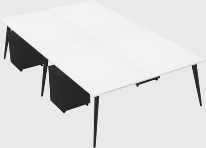 Shared rectangular office desk system
