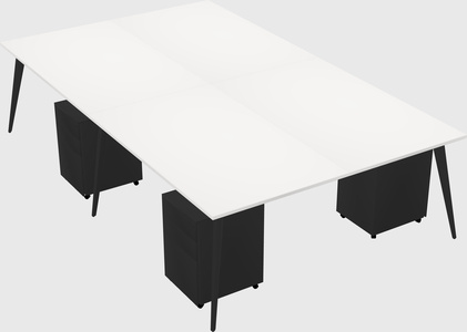 Shared rectangular office desk system