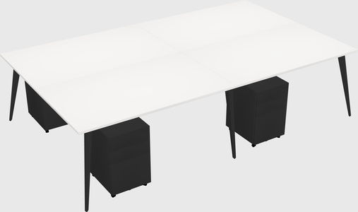 Shared rectangular office desk system