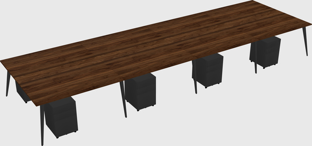 Shared rectangular office desk system