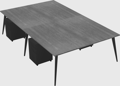 Shared rectangular office desk system