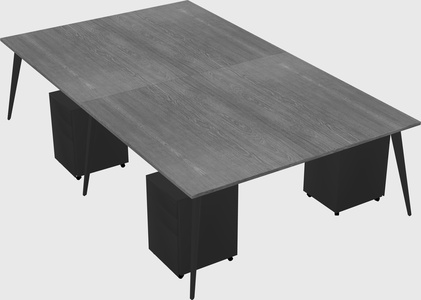 Shared rectangular office desk system