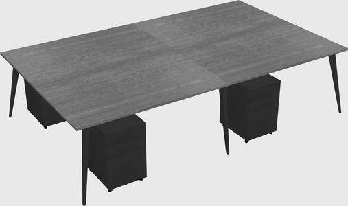Shared rectangular office desk system