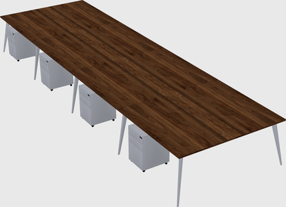 Shared rectangular office desk system