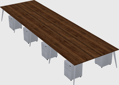 Shared rectangular office desk system