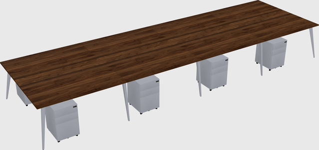 Shared rectangular office desk system