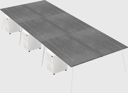Shared rectangular office desk system