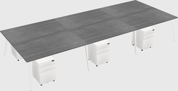 Shared rectangular office desk system