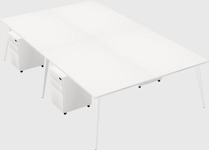 Shared rectangular office desk system