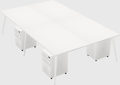 Shared rectangular office desk system