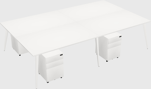 Shared rectangular office desk system