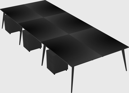 Shared rectangular office desk system