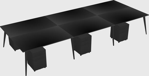 Shared rectangular office desk system