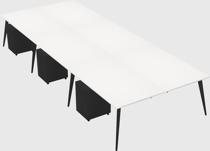 Shared rectangular office desk system