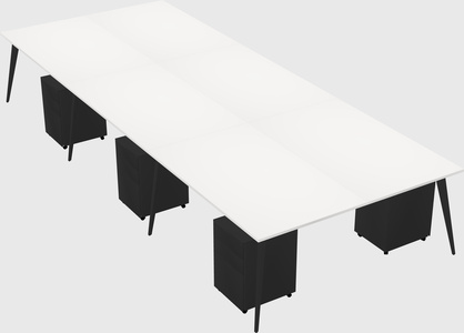 Shared rectangular office desk system