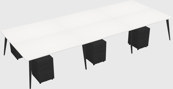 Shared rectangular office desk system