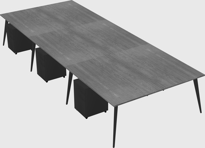 Shared rectangular office desk system