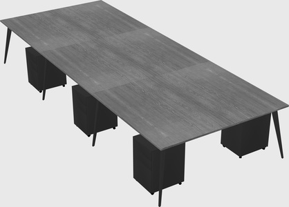Shared rectangular office desk system