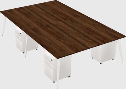 Shared rectangular office desk system