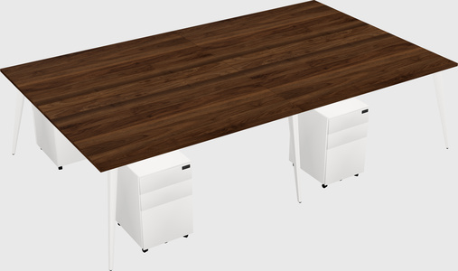 Shared rectangular office desk system