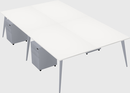 Shared rectangular office desk system