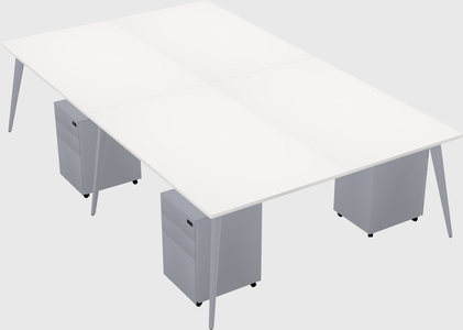 Shared rectangular office desk system