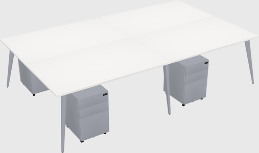 Shared rectangular office desk system