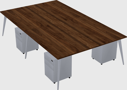 Shared rectangular office desk system