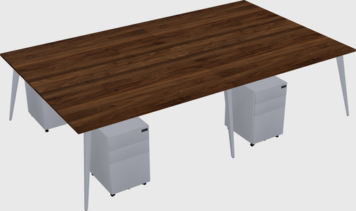 Shared rectangular office desk system