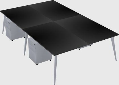 Shared rectangular office desk system