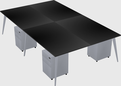 Shared rectangular office desk system