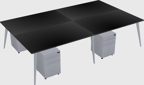 Shared rectangular office desk system