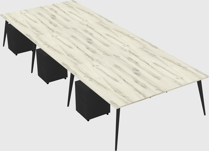 Shared rectangular office desk system