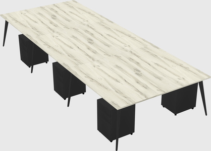 Shared rectangular office desk system